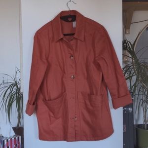 Dusty orange denim chore coat